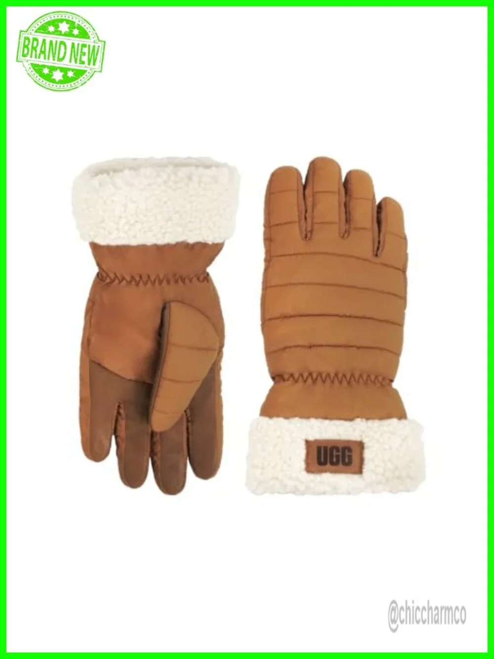 Women's Quilted Insulated Touchscreen Gloves with Faux Shearling Cuff